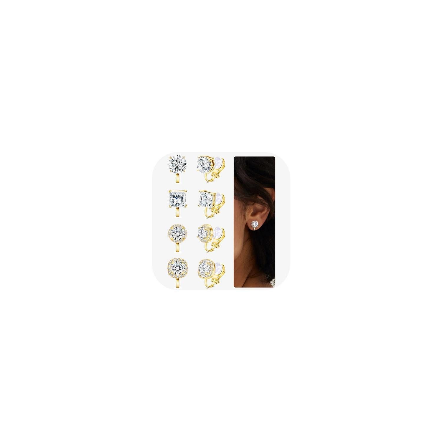 LuxusKollektion Ohrclip-Set Ohrclips Damen Set 4 Paar Zirkonia Hypoallergen