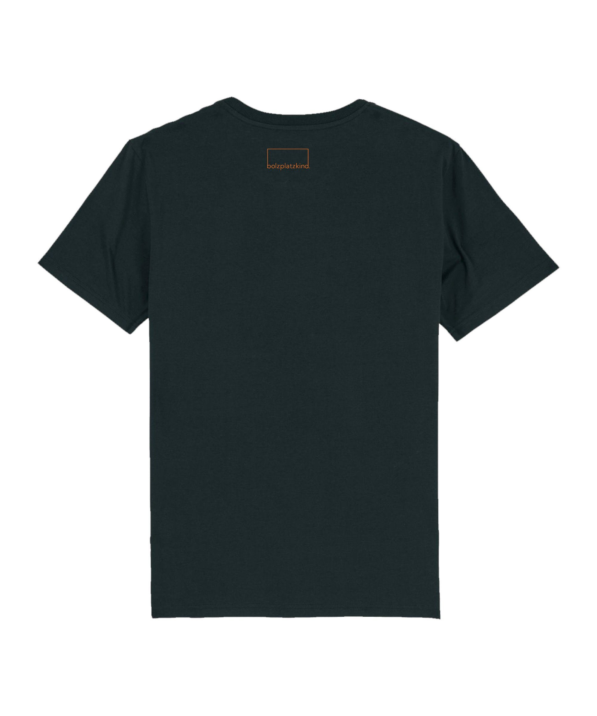 Bolzplatzkind T-Shirt "Free" T-Shirt Nachhaltiges schwarzorange Produkt