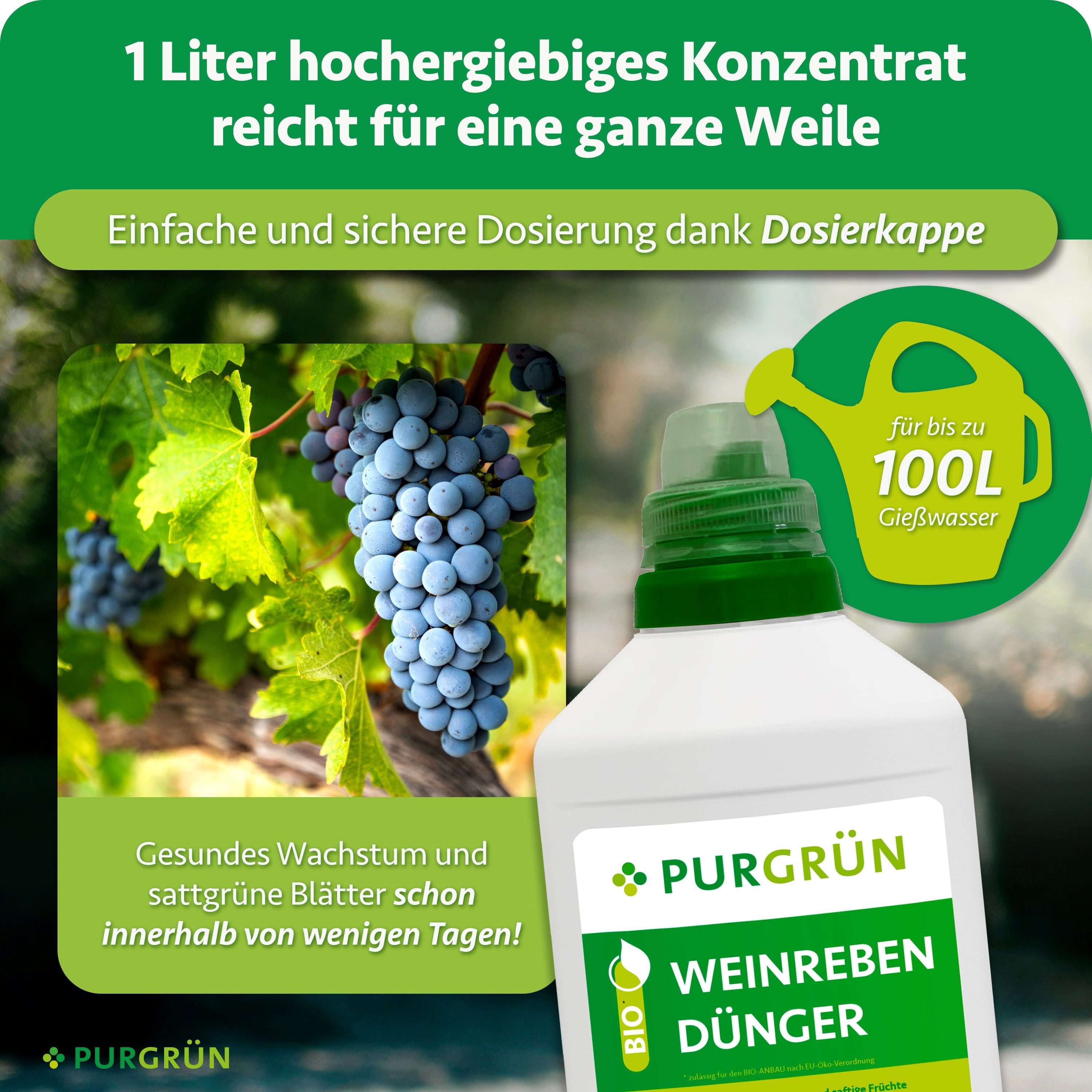 Purgrün Obstdünger Bio Weinreben Dünger, NPK 3+2+6, Kalium, 1 Liter, Flüssigdünger, 1-St., 1 Liter – Bild 4 von 5
