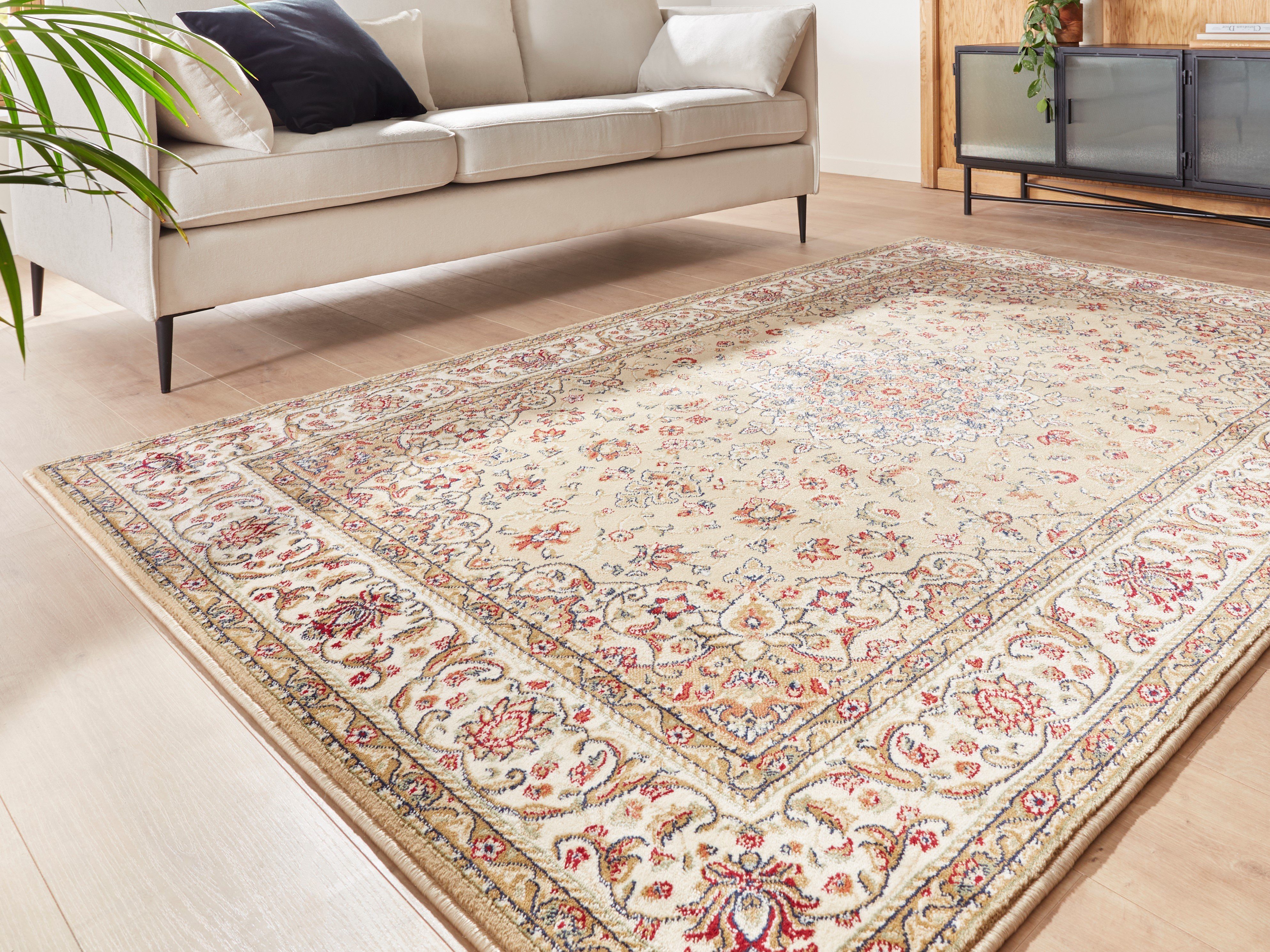 Peyer Syntex Teppich Teppich classic Design, beige, Rechteckig, Höhe: 10 mm, floral Medaillon