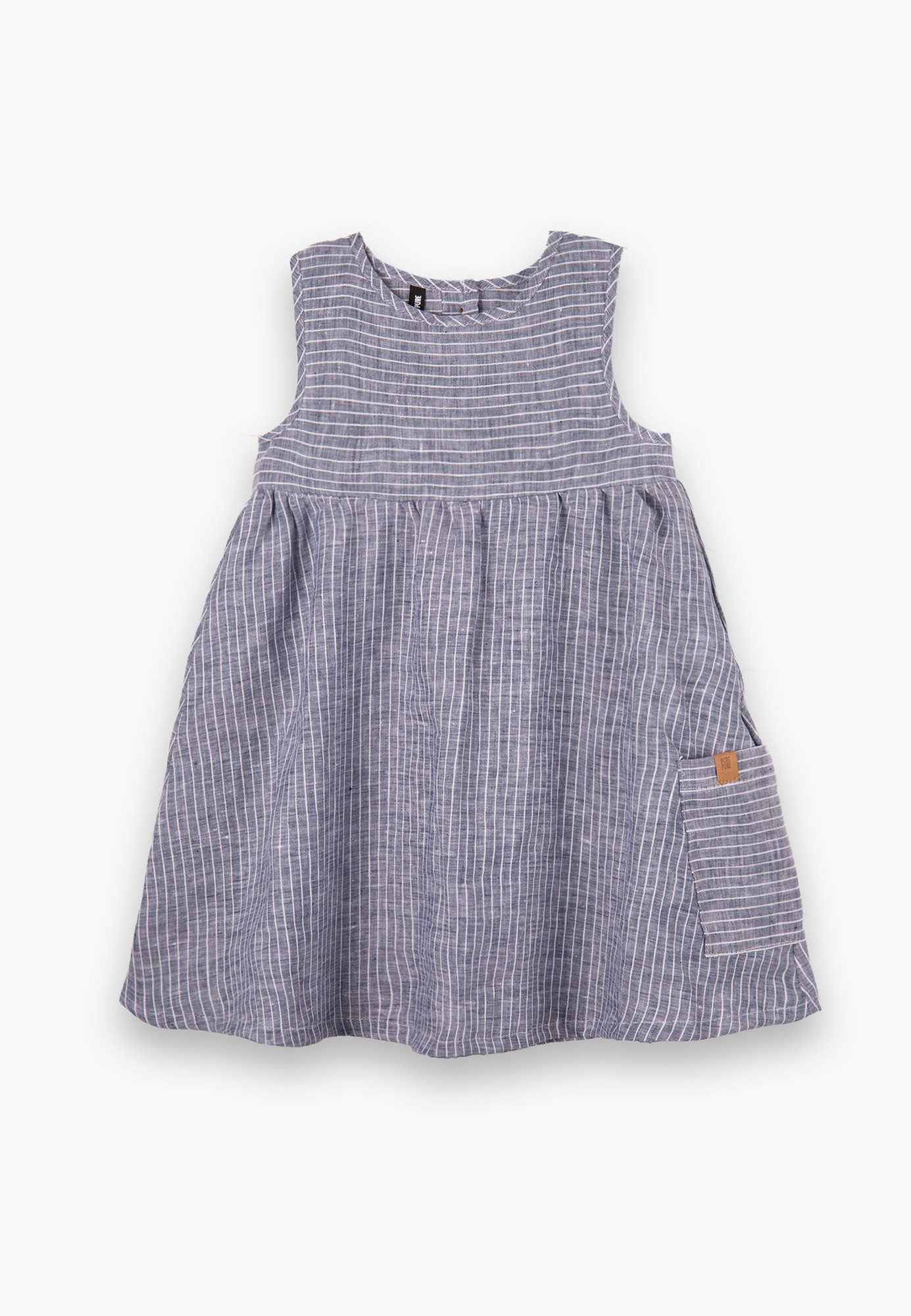 PURE PURE by Bauer Trägerkleid Feines gestreiftes Leinen Kids-Kleid hinten Knopfleiste