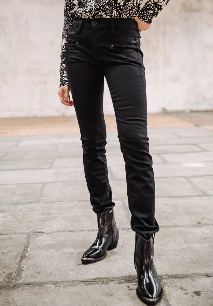 Freeman T. Porter High-waist-Jeans Alexa slim Super Stretch black stretch