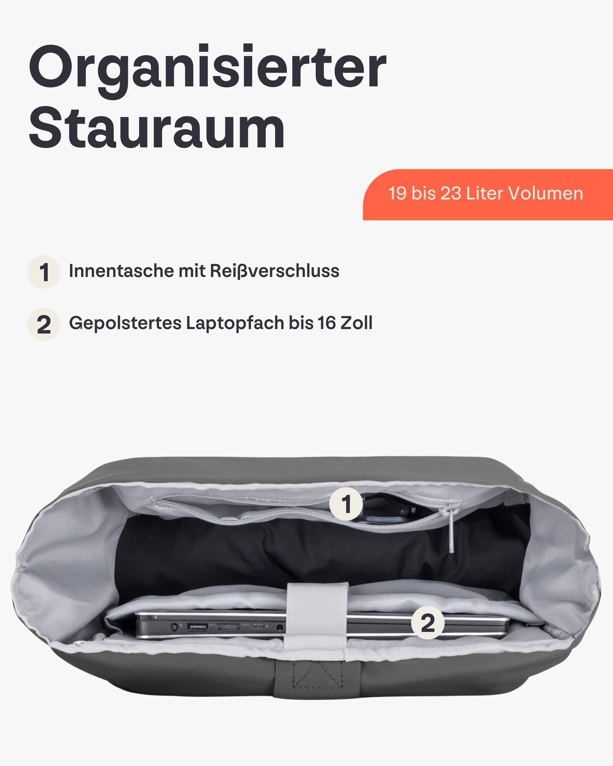 Johnny Urban Cityrucksack Allen Large Rolltop mit Laptopfach (1-tlg), Wasserabweisend – Bild 5 von 5