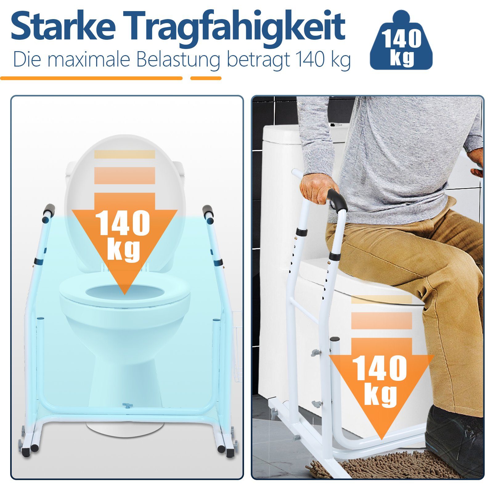 Clanmacy WC-Aufstehhilfe WC Aufstehhilfe mit Ablagekorb Toilettenstütze WC Stützgestell – Bild 3 von 5