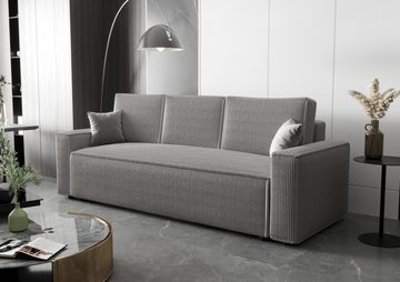 Deine Möbel 24 Schlafsofa ABRO Sofa mit Schlaffunktion Bettkasten Cord-Sofa Schlafsofa Couch, Set 2 Teile, Cord Couch, 3-Sitzer, Top Qualität