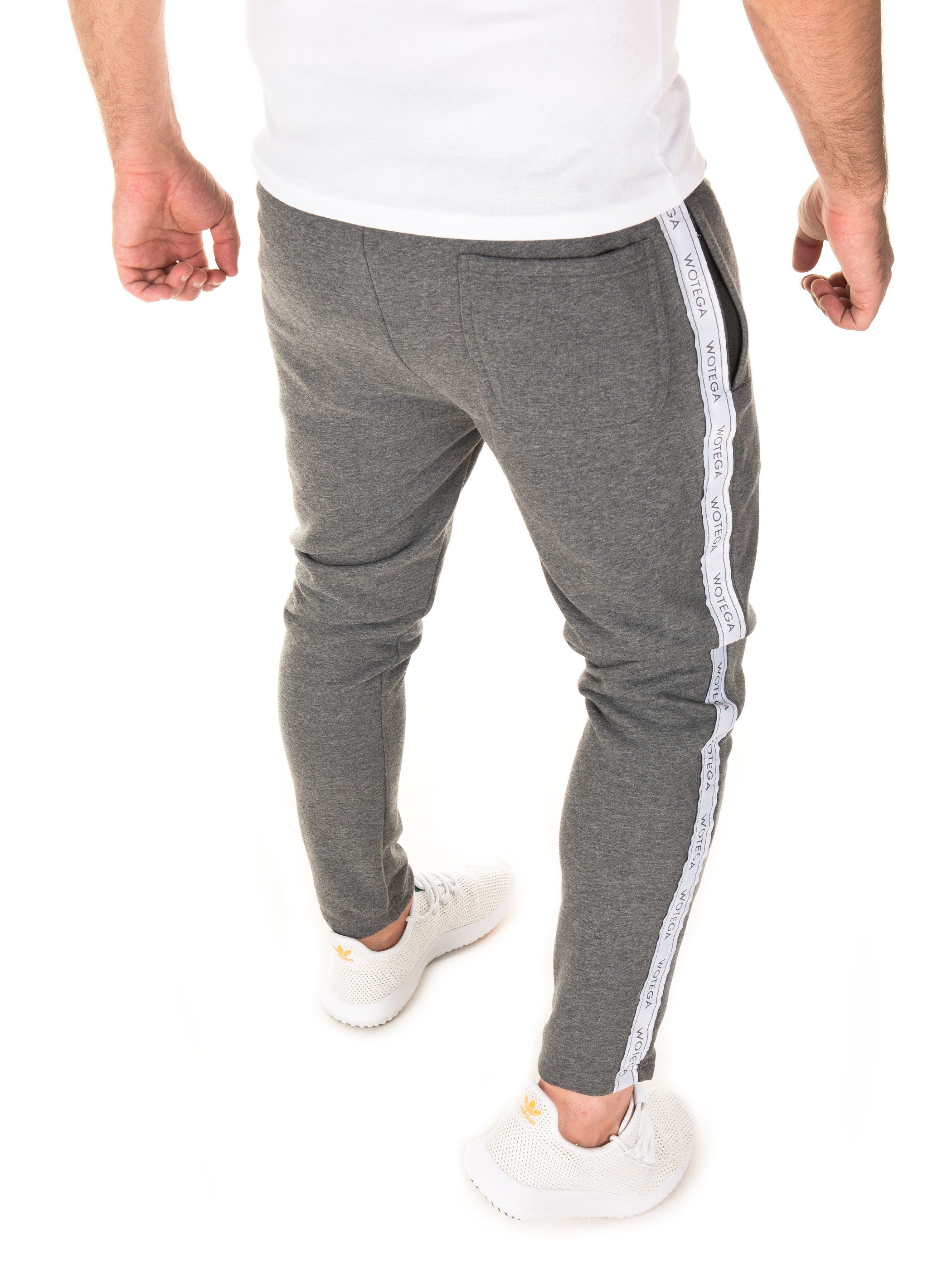 mit Track (castlerock 180201) Bund Pant Grau Jogginghose mit elastischem, Valir WOTEGA WOTEGA - Retro (1-tlg) Kordelzug