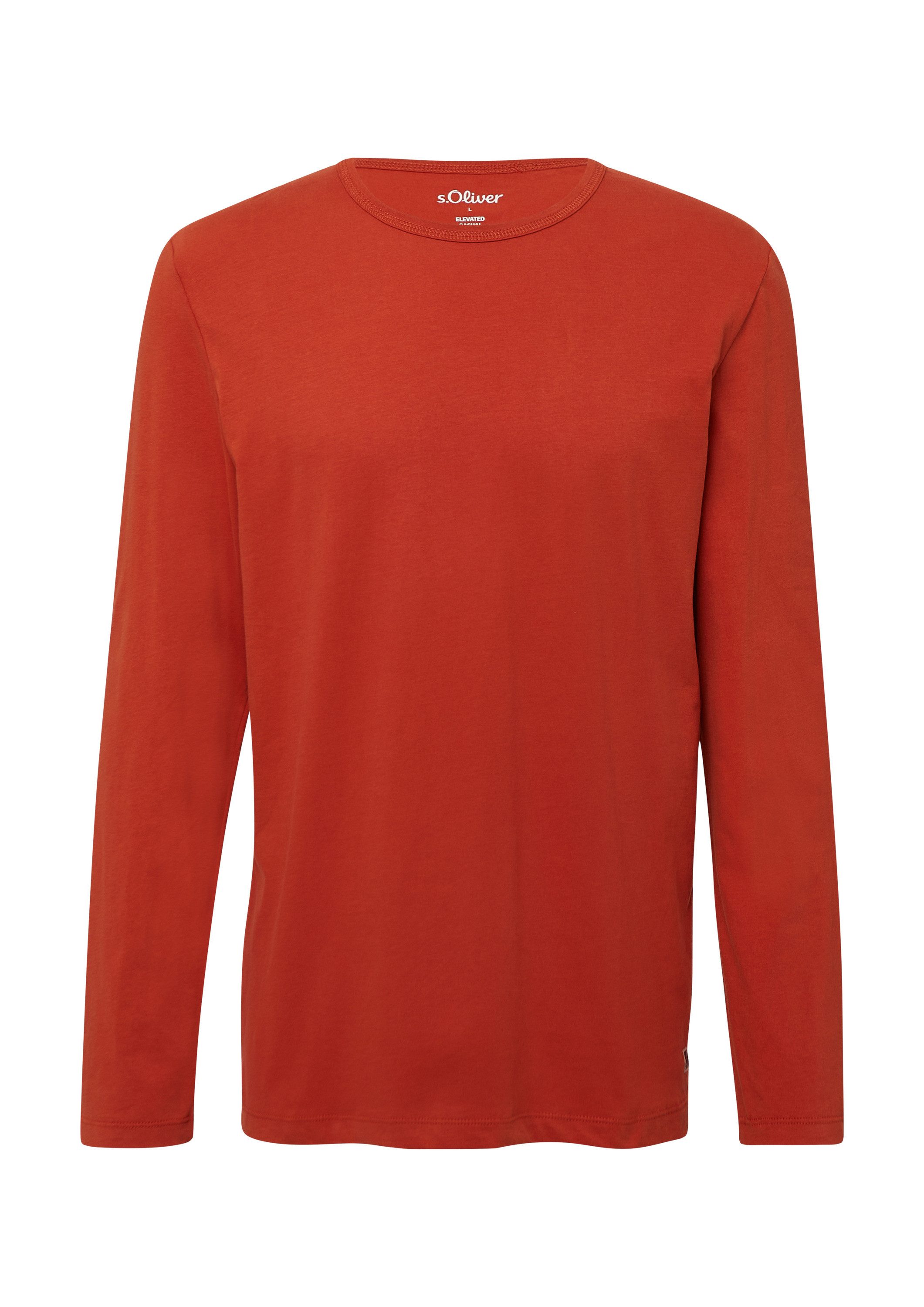 s.Oliver Langarmshirt T-Shirt Softes Longsleeve mit Crew Neck und Logo-Patc günstig online kaufen