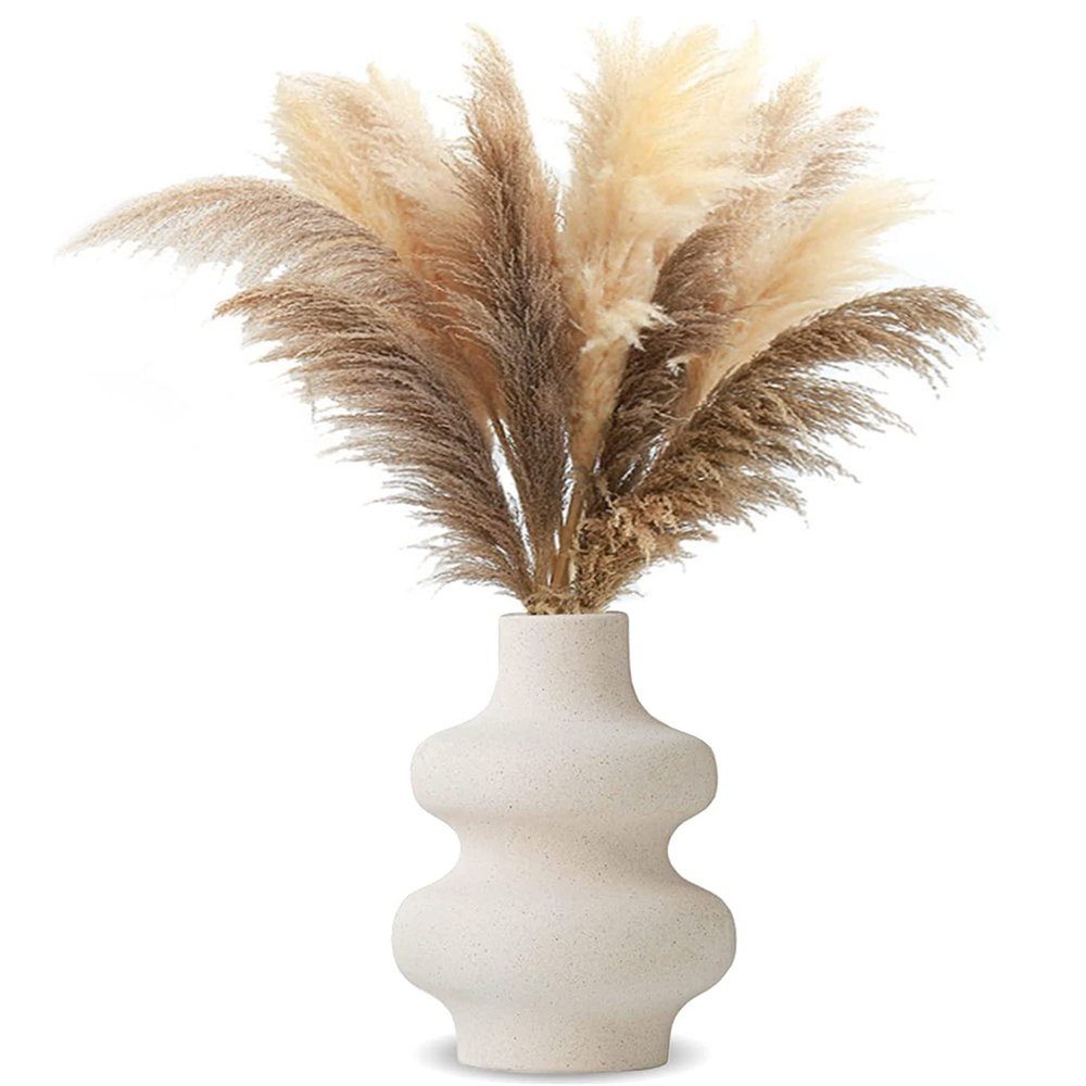 Loch Vase Vase Keramik Mit Dekovase Für Spiral zggzerg Pampasgras Geformter Beige,