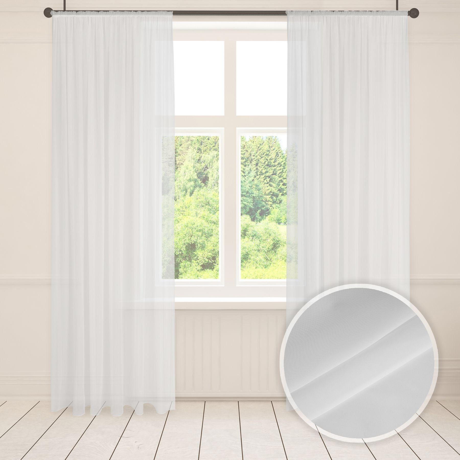 Asphald Gardine auf Maß Weiß Voile Gardine Kräuselband Universalband (1 St), Kräuselband, transparent