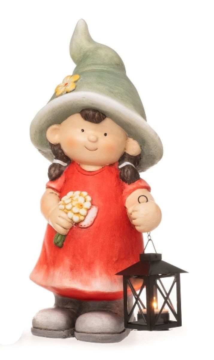 Dragimex Dekofigur Gartenkinder Keramik 42,5 cm – Junge oder Mädchen – Frühlingsdeko