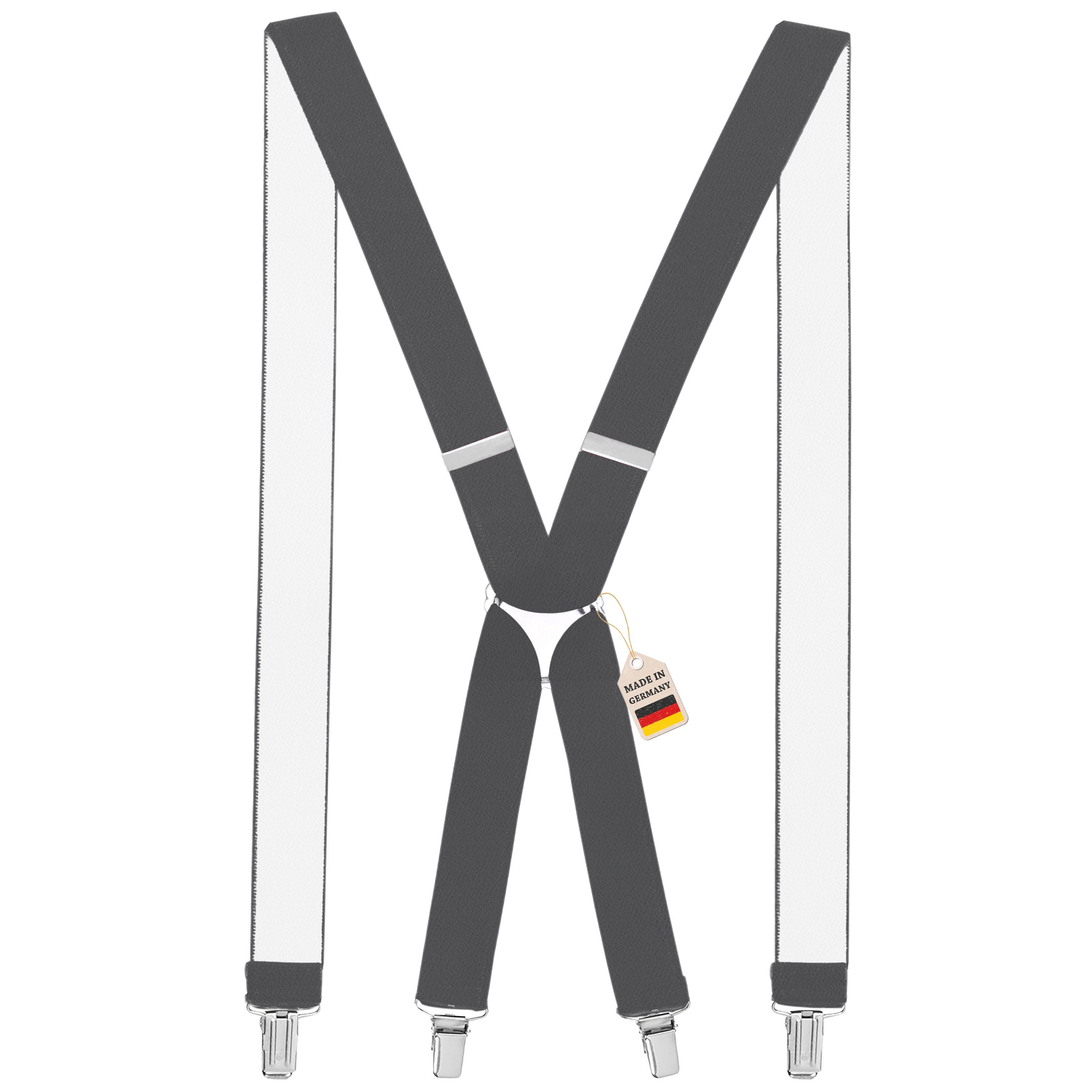 ZUKUNFTSENKEL Hosenträger 4 Robuste Clips, Hosenhalter Elastisch Flexibel (H-Form) X-Form Arbeitshosenträger