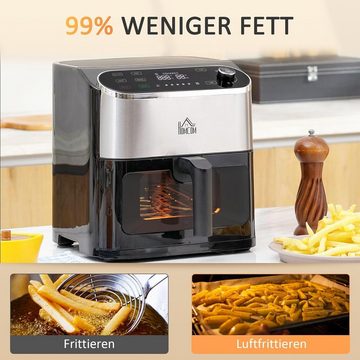 HOMCOM Heißluftfritteuse 4 in 1 Design, 1350,00 W, mit Touchscreen Fritteuse Timer und Sichtfenster Antihaft-Korb