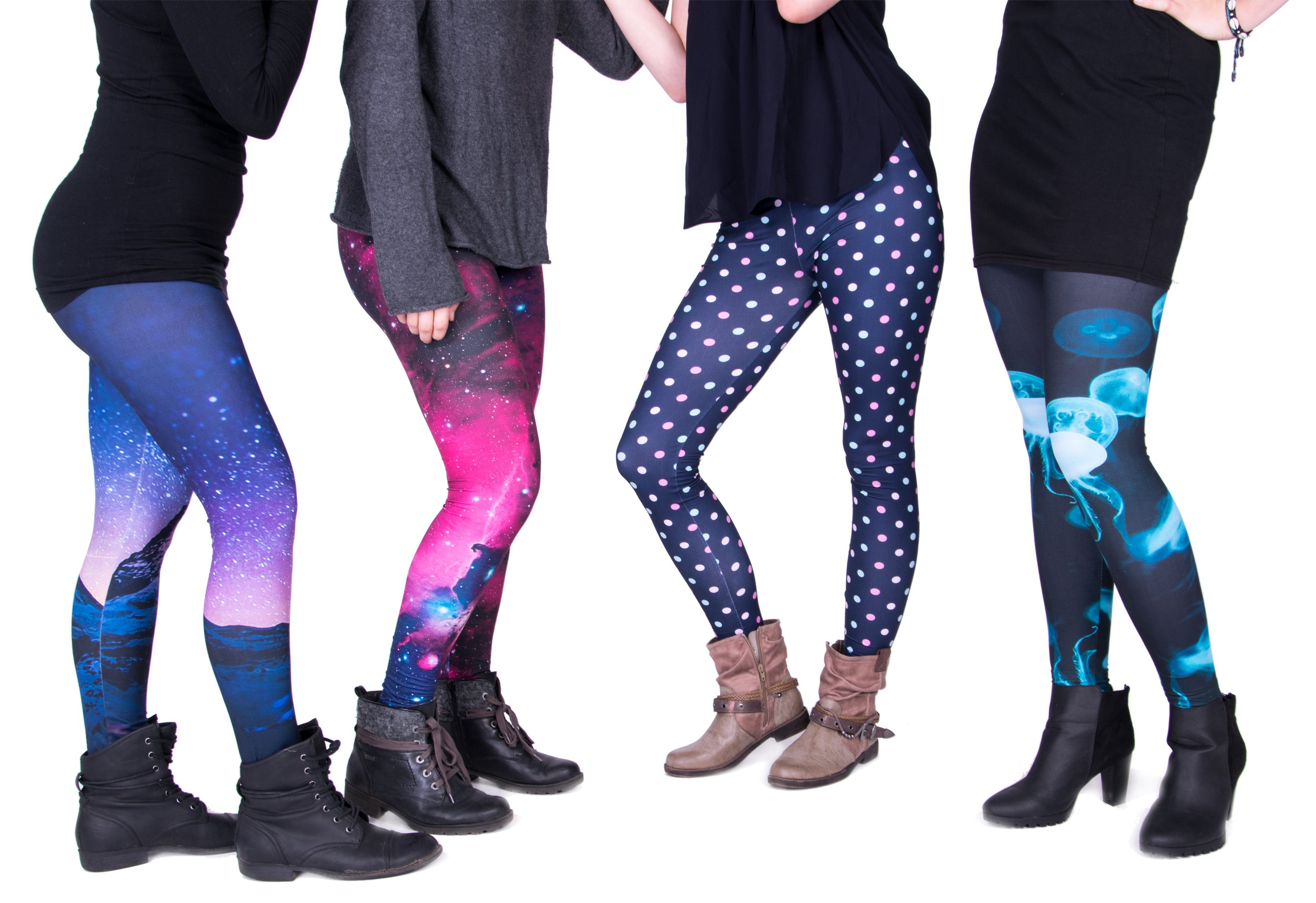 cosey Leggings Festival Leggings mit buntem Allover-Print, 2 Größen (XS–S & M–L) (36/M bis 40/L) Galaxy