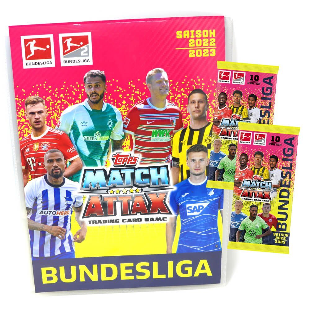 Topps Sammelkarte Topps Match Attax Bundesliga Karten Saison 2022/2023 - 1 Mappe + 2, Bundesliga 