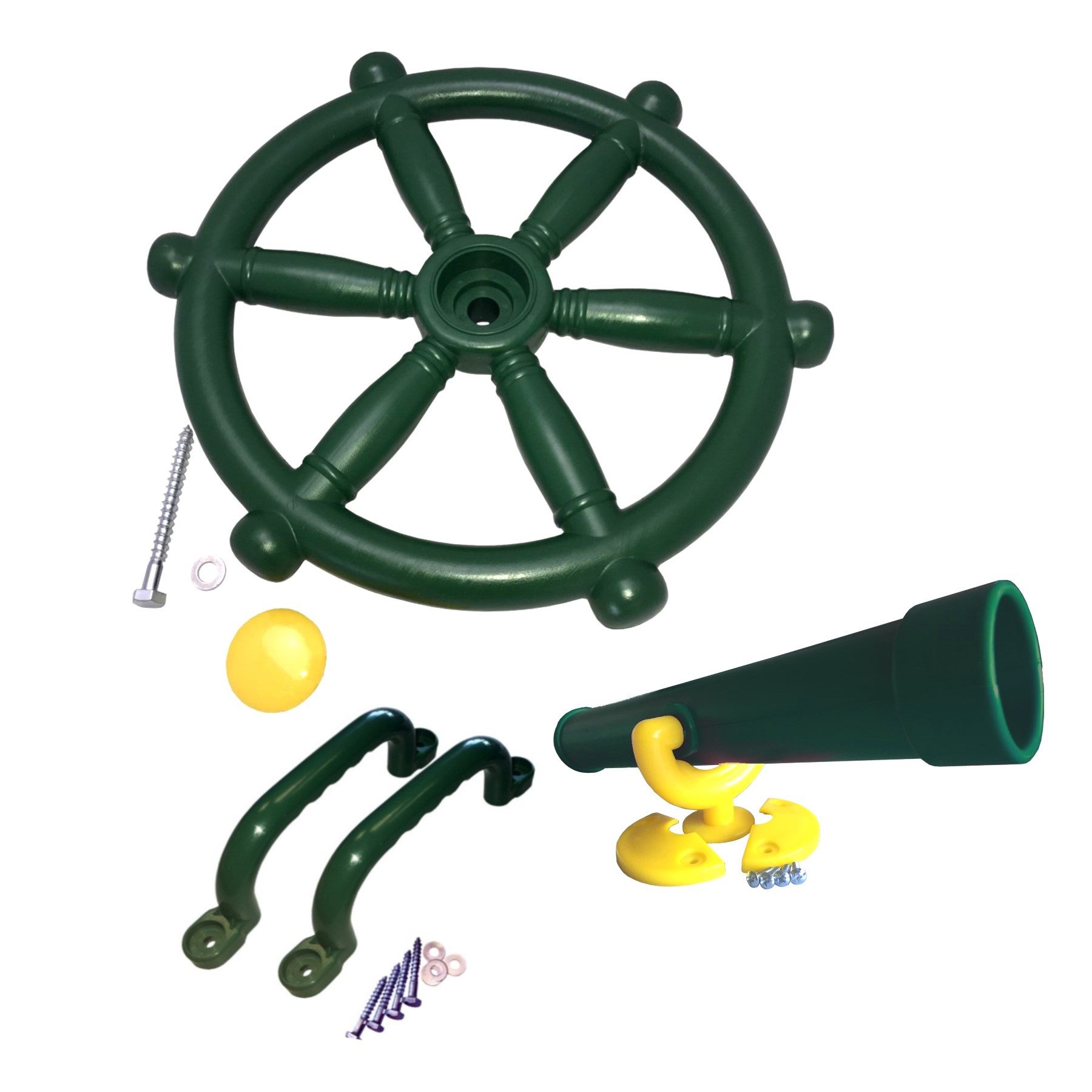 Loggyland Spielturm-Spielzeugset Lenkrad Fernrohr 2 Handgriffe, 4-teilig