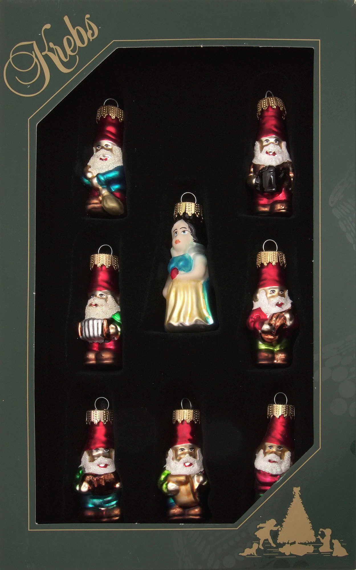 Krebs Glas Lauscha Christbaumschmuck Set Schneewittchen und die 7 Zwerge (8-tlg), Christbaumschmuck aus Glas, mundgeblasen, handgefertigt, mini, Figuren