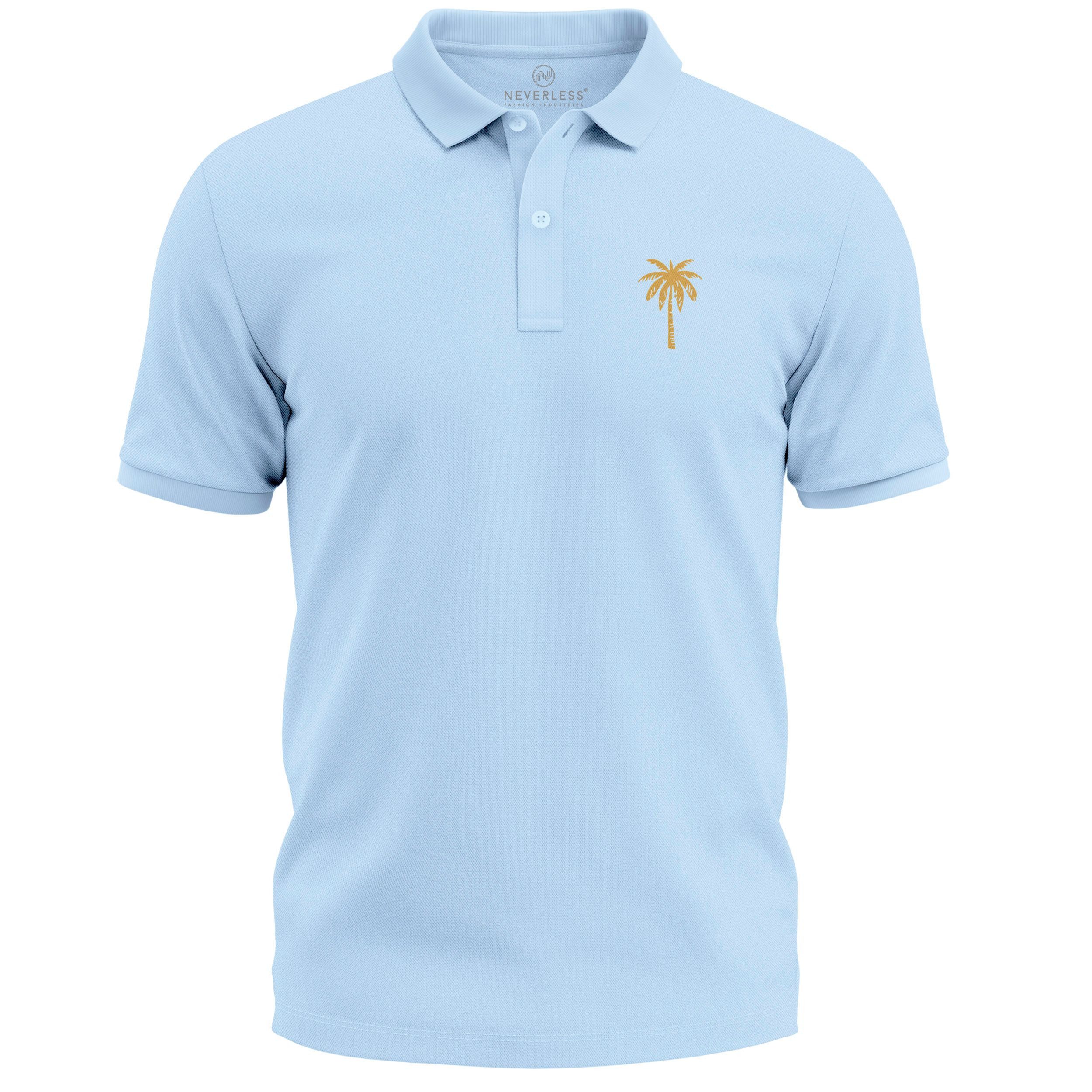 Poloshirt Poloshirt Herren mit Palmen-Logo Kurzarm Polo Sommer Casual Look