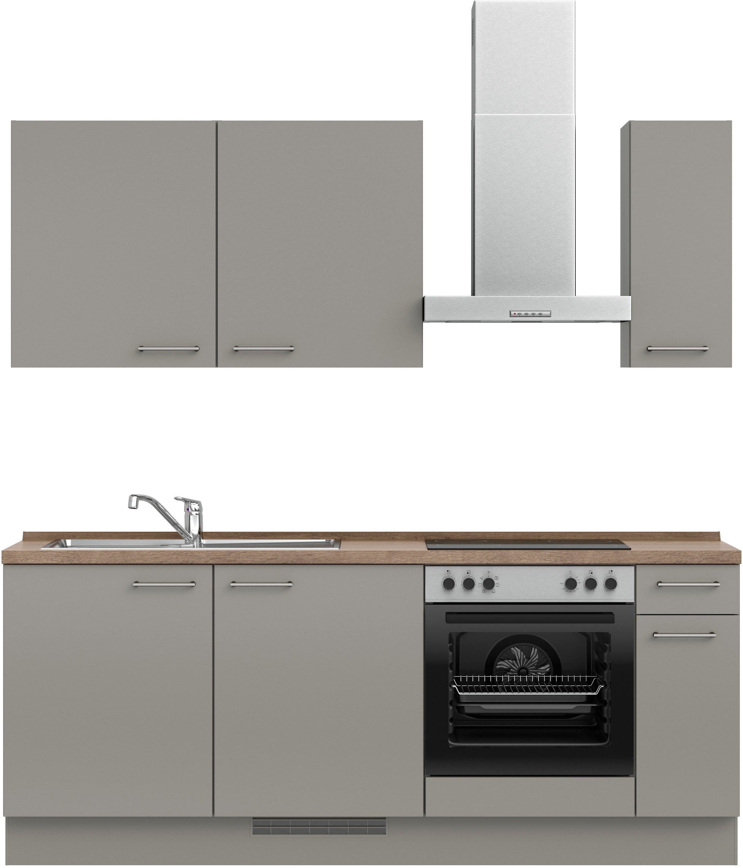 nobilia® Кухниzeile "Laser I", Ausrichtung wählbar, Breite 210 cm, vormontiert, wahlw. mit unterschiedlichen E-Geräten-Sets