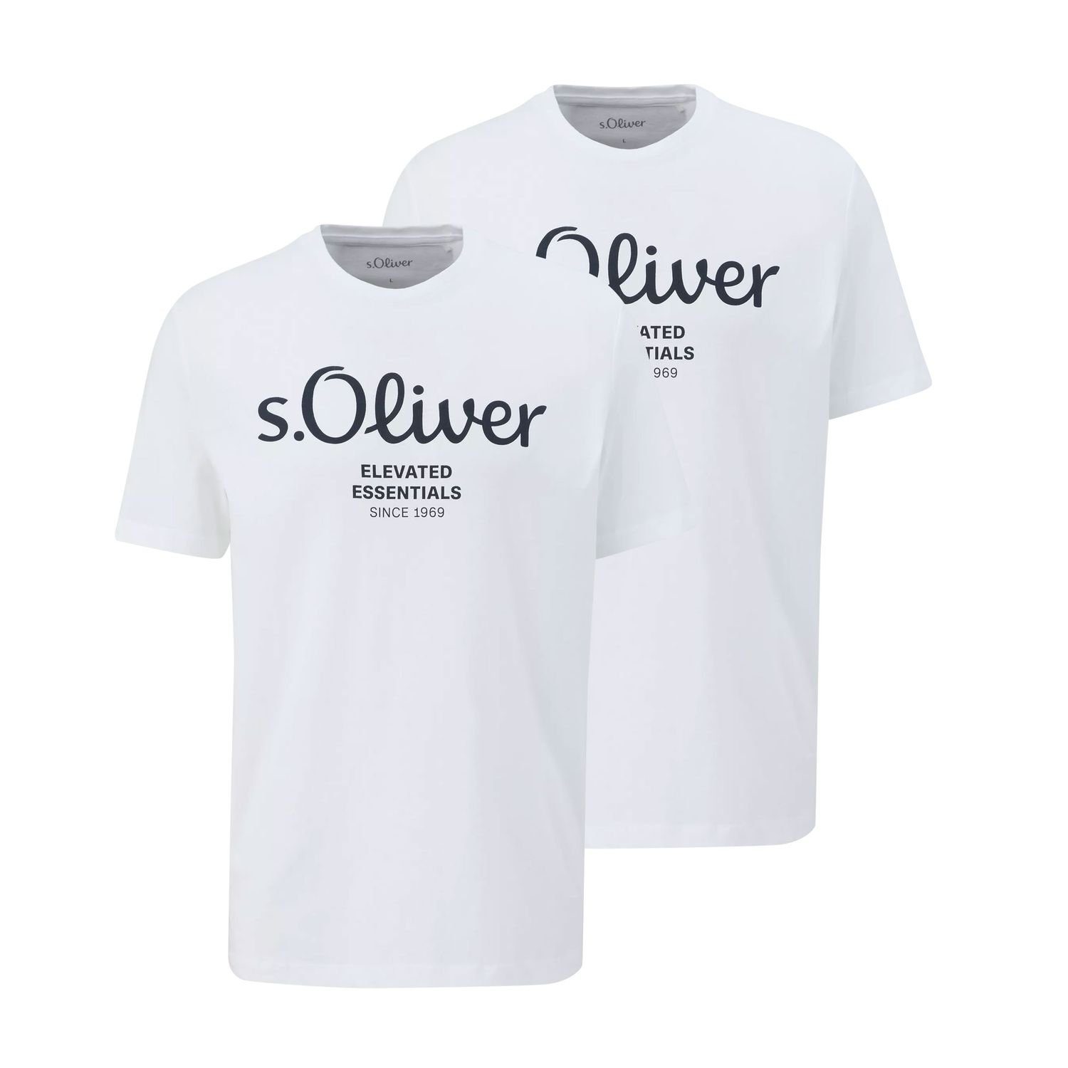 s.Oliver T-Shirt (2-tlg) mit Rundhals-Ausschnitt, kurzarm, Logo-Aufdruck im 2er Pack