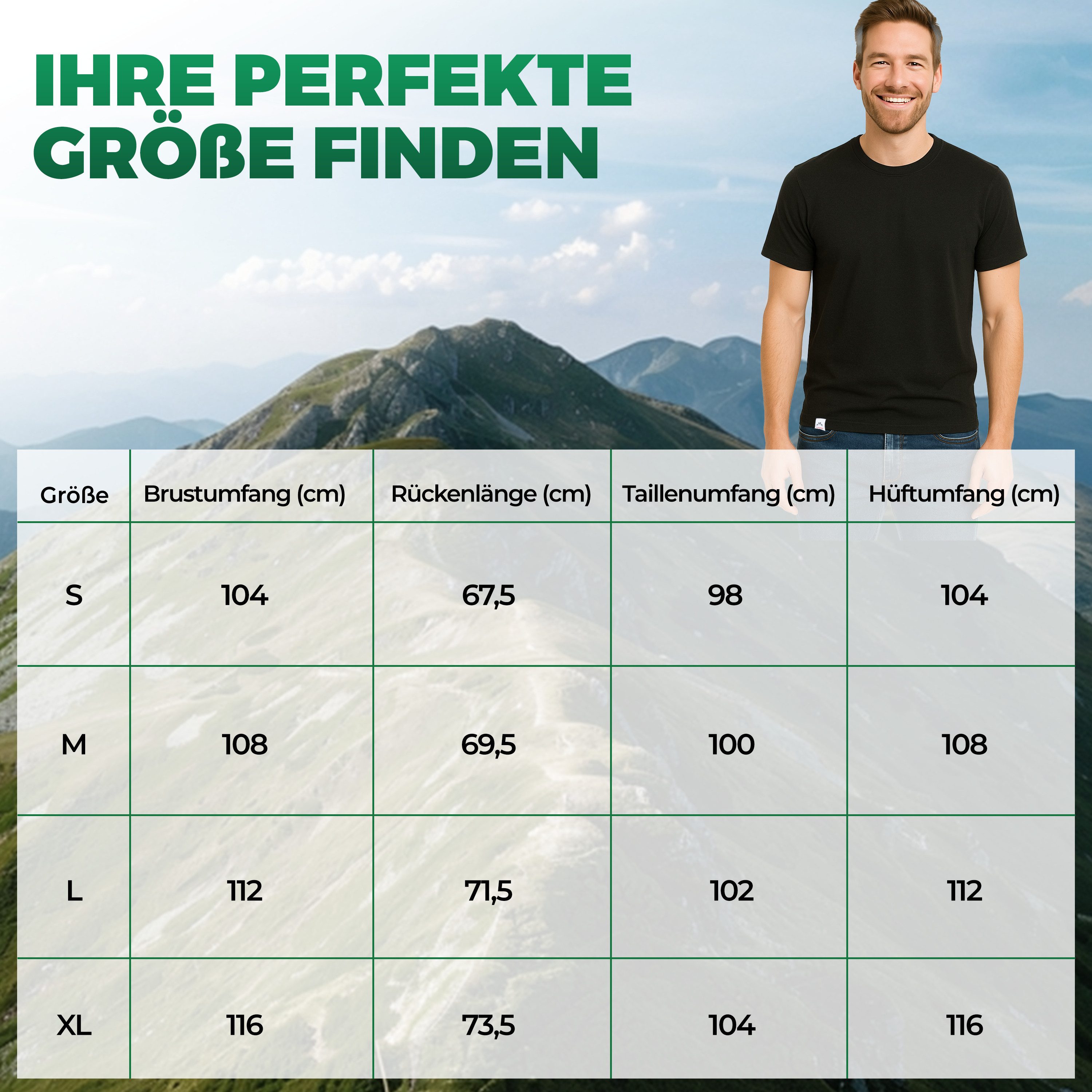 Alpenwert T-Shirt Herren Merino T-Shirt - mulesingfreie Wolle - hergestellt in Portugal (1 Pack) Antibakteriell, Anti-Schweiß-Geruch, Outdoor & Funktionsshirt