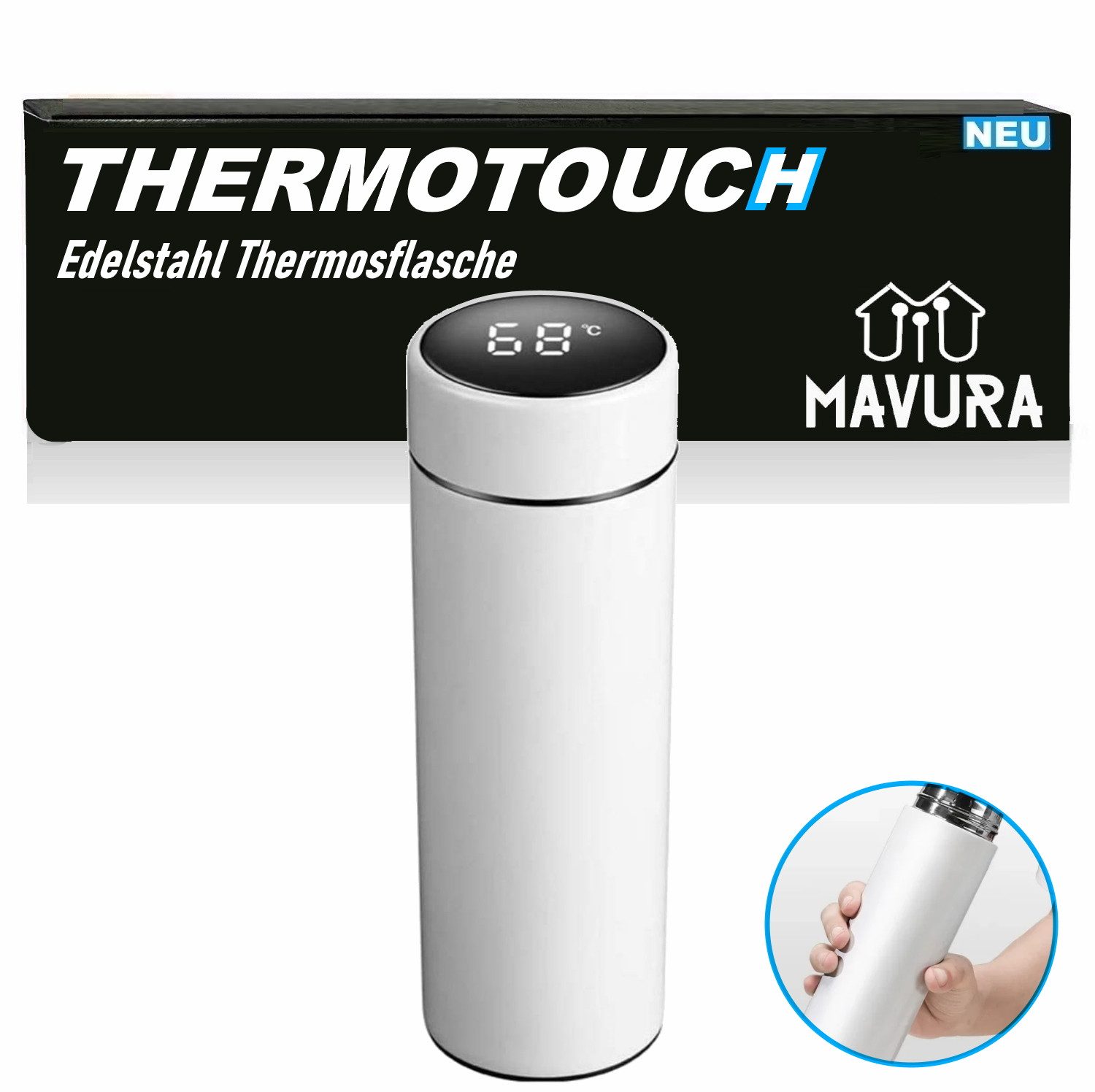 MAVURA Isolierkanne ThermoTouch Smarte Thermoskanne Edelstahl LED Temperaturanzeige