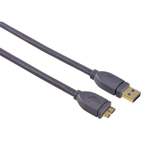 Hama Hama HQ 3m USB 3.0 USB-Kabel Micro-B-Stecker Micro-USB Gold geschirmt PC HDD Hub Grau USB-Kabel, USB 3.0 Micro-B, USB Typ A (300 cm)