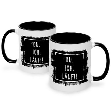 GRAVURZEILE Tasse mit Spruch - Du. Ich. Läuft!, Keramik, Farbe: Schwarz & Weiß