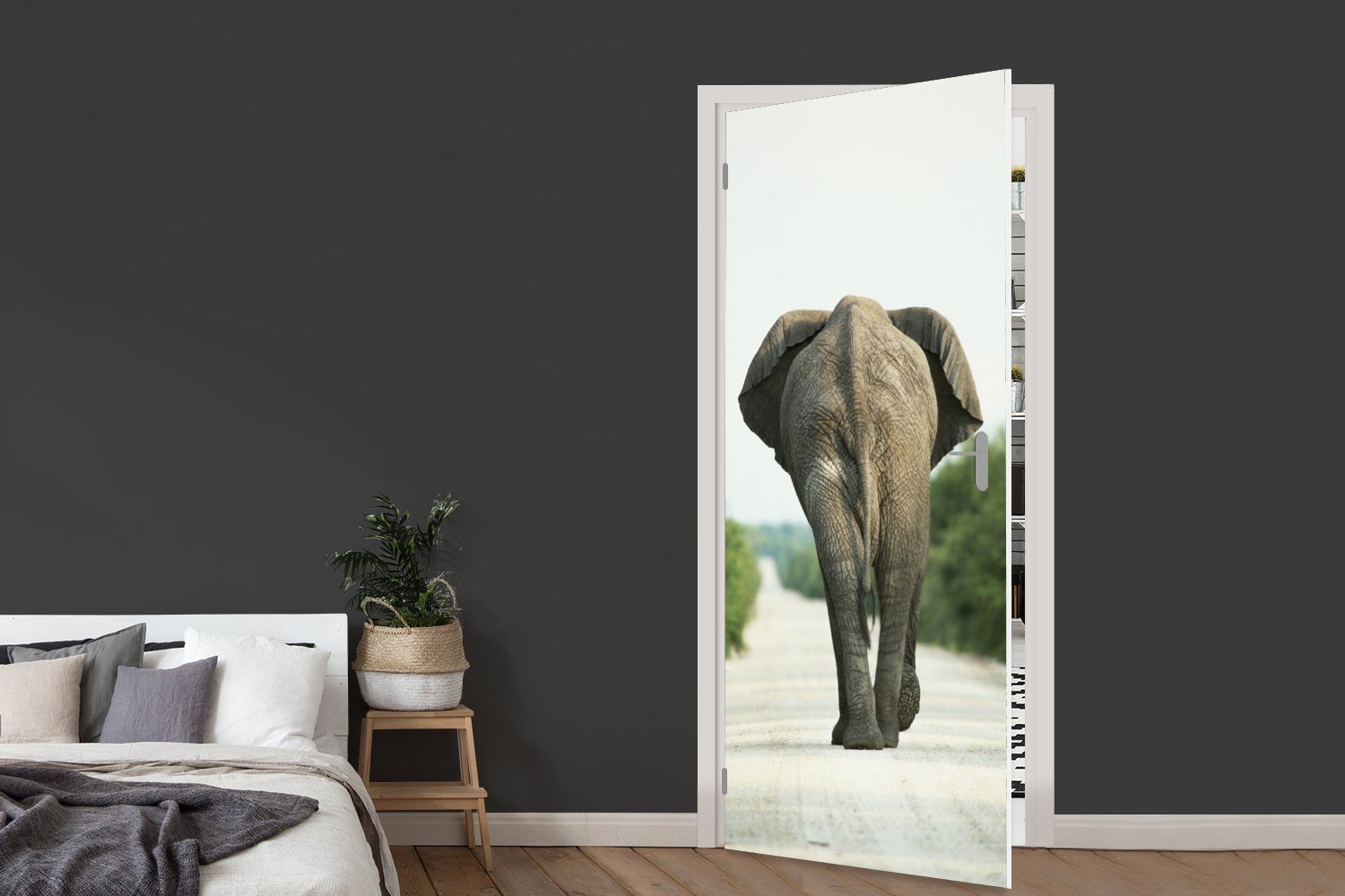 MuchoWow Türtapete Elefant - Natur, - cm 75x205 Tür, Fototapete (1 Kröte - Matt, bedruckt, Türaufkleber, Tiere für St)