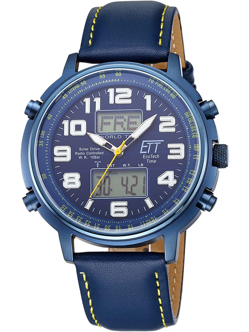 ETT Eco Tech Time Quarzuhr ETT EGS-11450-32L Solar Drive Funkuhr Hunter II Herrenuhr 48mm 10ATM ETT EGS-11450-32L Solar Drive Funkuhr Hunter II Herrenuhr 48mm 10ATM