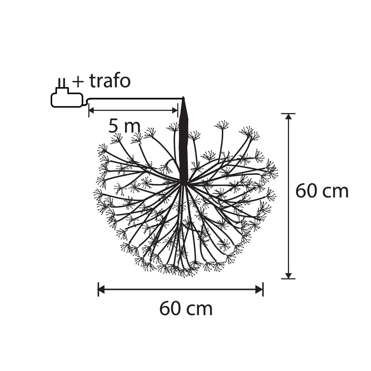 Luca Lighting LED Dekofigur Luca Lighting Kugel led schwarz klassisch weiss 1200led IP44 und Timer