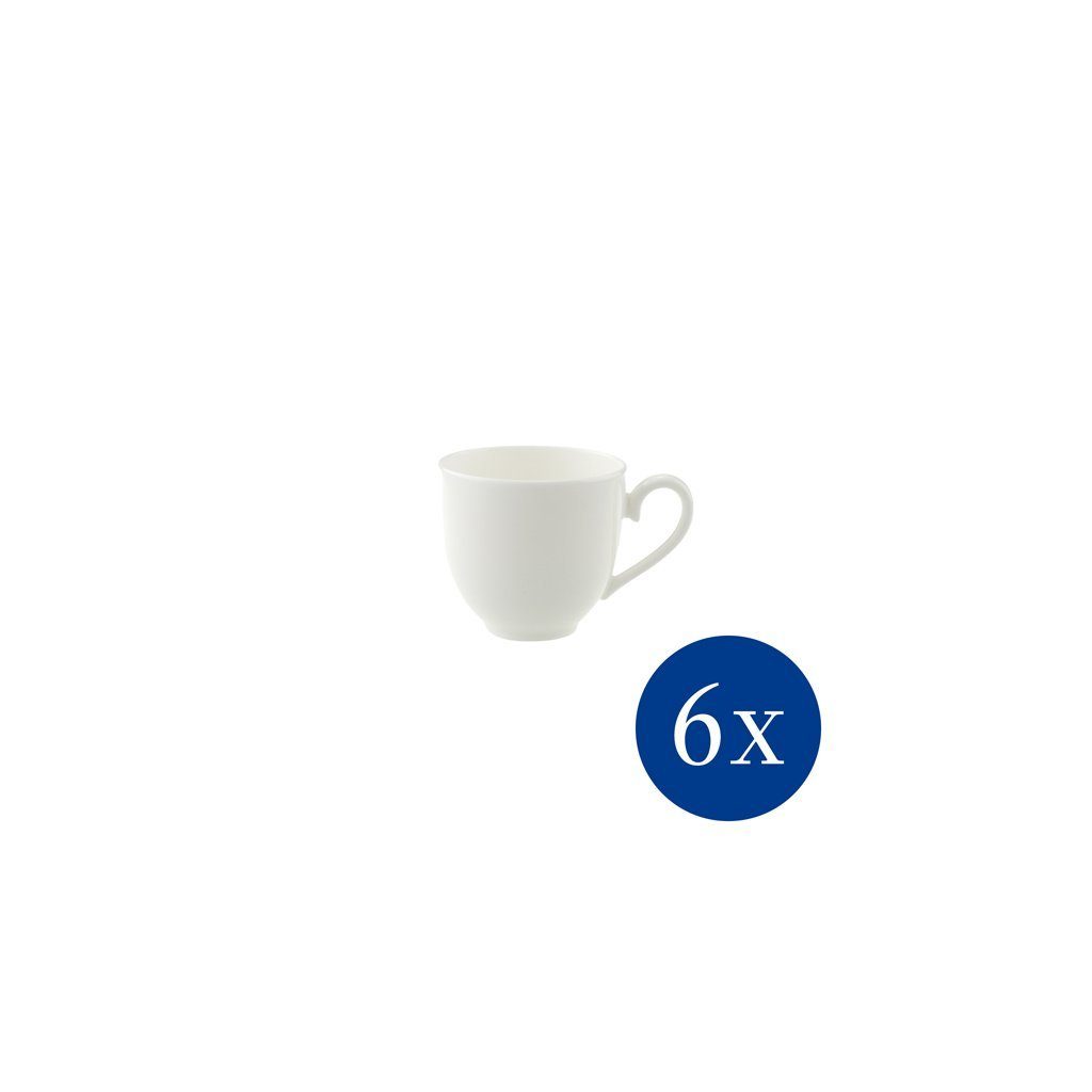 Villeroy & Boch Espressotasse Royal Espressotasse, 100 ml, 6 Stück, weiß, Porzellan