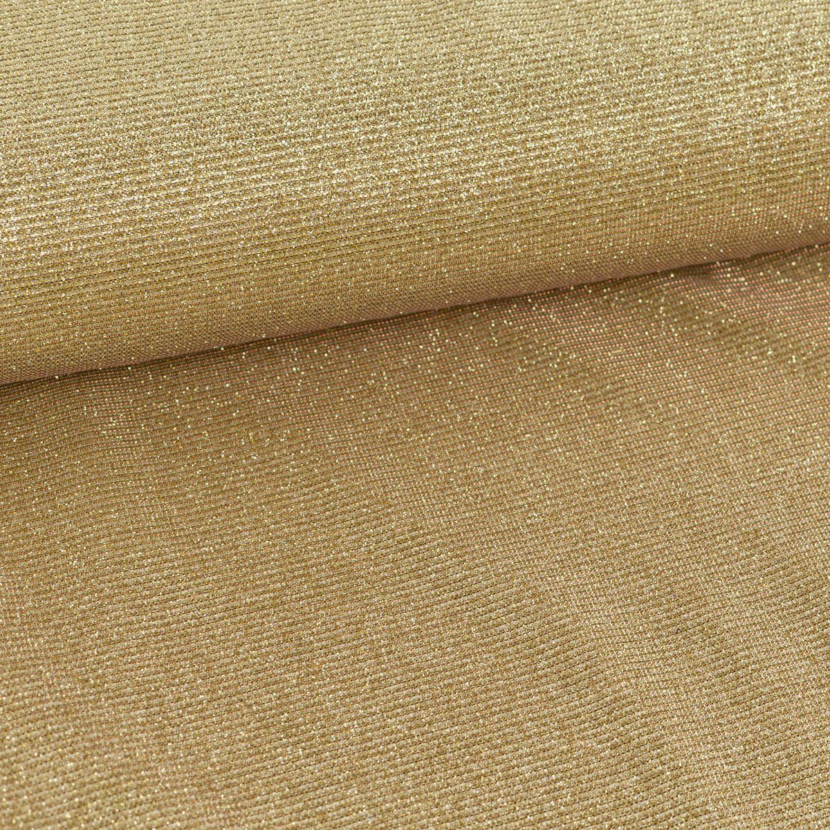 SCHÖNER LEBEN. Stoff Jersey Lurex Glamour uni goldfarbig 1,40m Breite, pflegeleicht