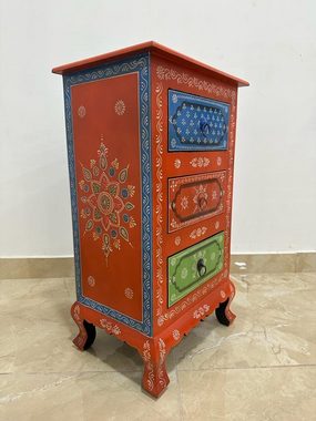 Oriental Galerie Mehrzweckschrank Kommode Cowo mit Schubladen Indien Rot Bunt 75 cm