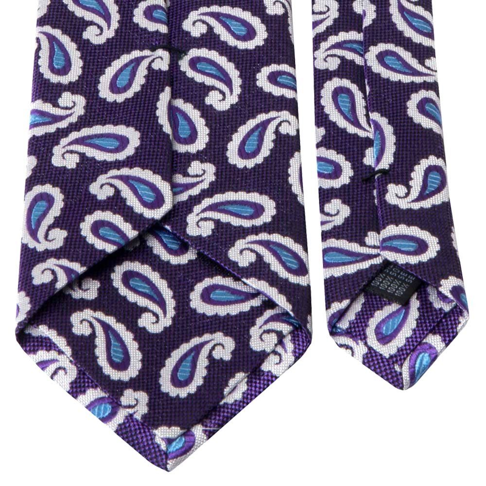 Violet BGENTS in Breit Ultra Krawatte (8cm) Seiden-Jacquard mit Paisley-Muster Hellblau/Weiß Krawatte