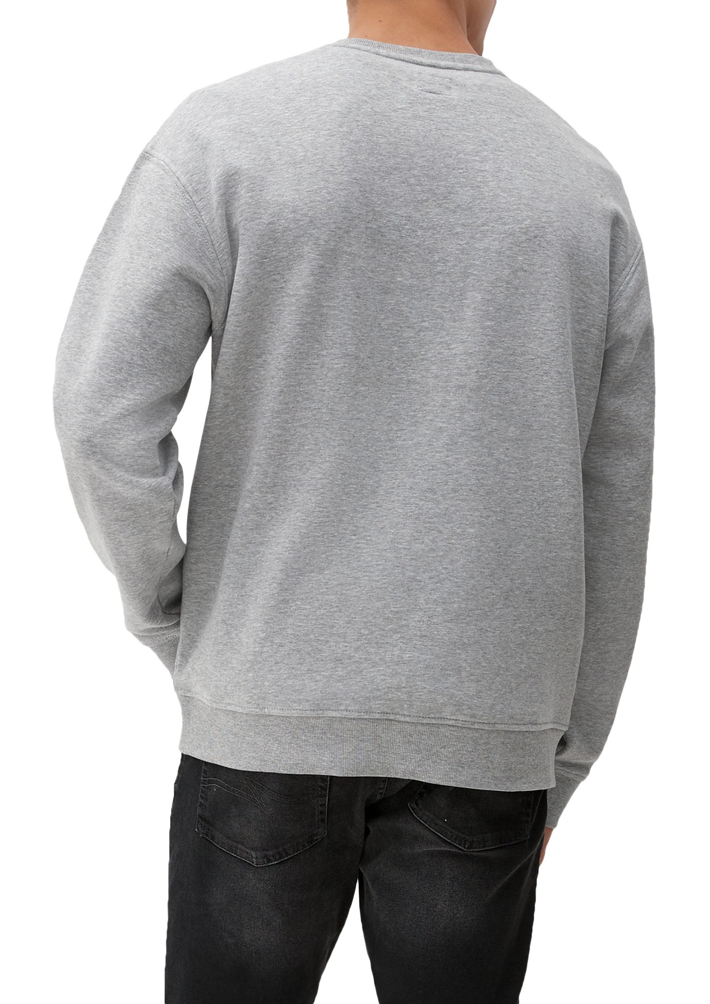 grau Logostickerei Sweatshirt QS Logo meliert mit Sweatshirt