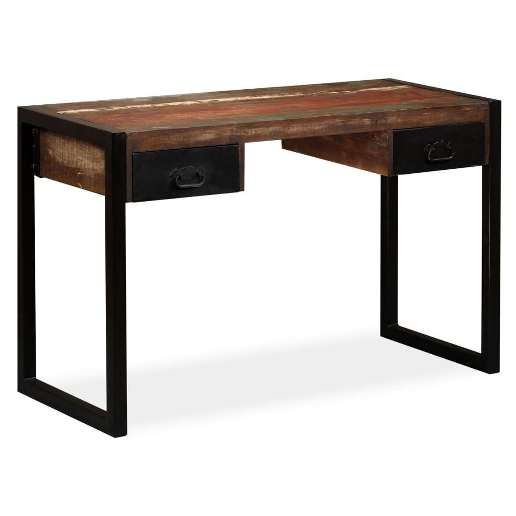 furnicato Schreibtisch mit 2 Schubladen Altholz Massiv 120x50x76 cm