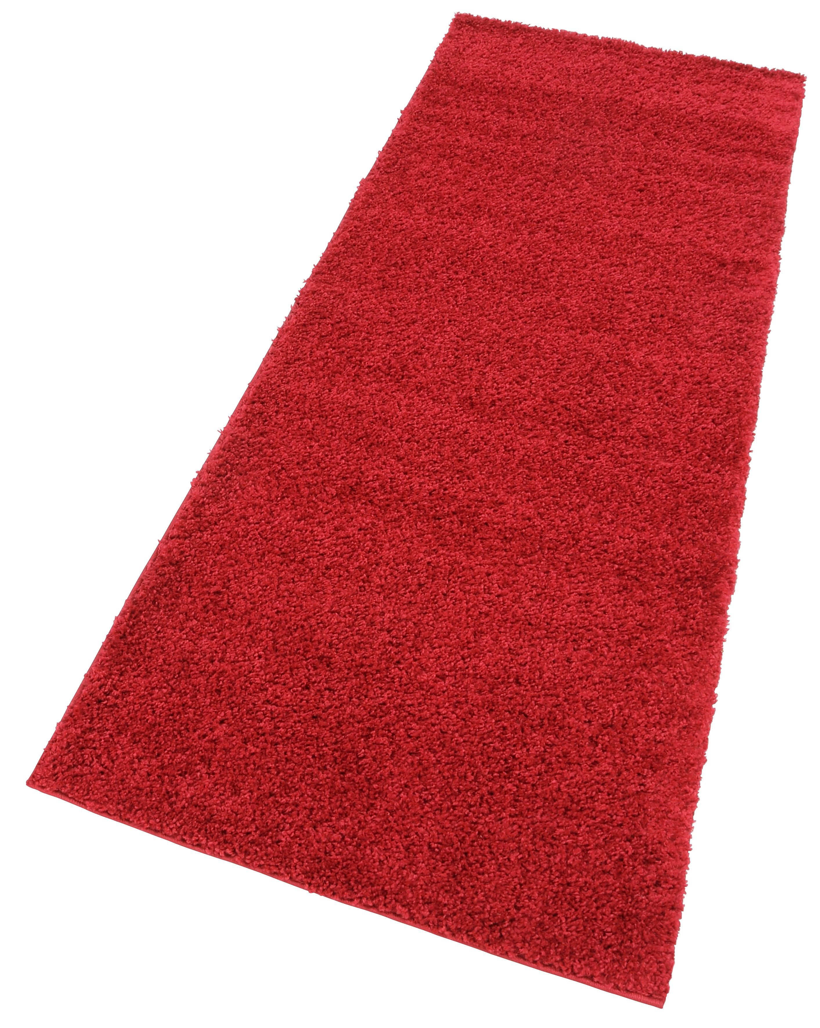Hochflor-Läufer Bodrum, my home, rechteckig, Höhe: 30 mm, Teppichläufer, weicher Flor, einfarbiger Läufer rot