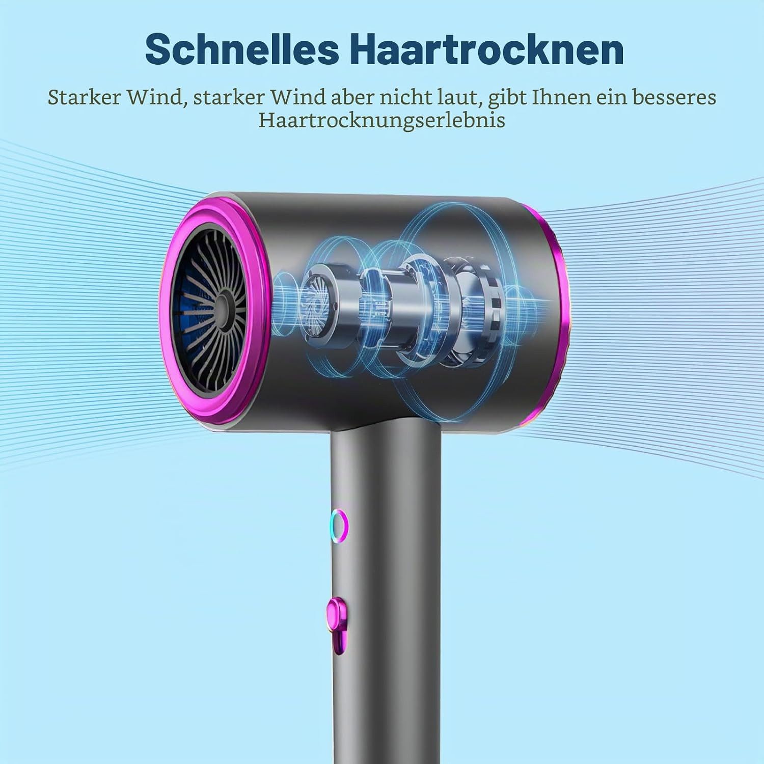Athlix Ionic-Haartrockner Haartrockner 800W mit Diffusor & Konzentrator, 3 Stufen, 800 W, 3 Wärme- und Gebläsestufen, Klappbares Design