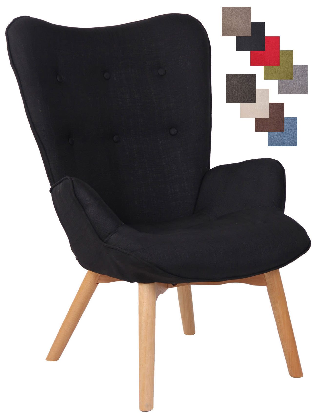 CLP Loungesessel Durham Stoff, mit Buchenholz Gestell