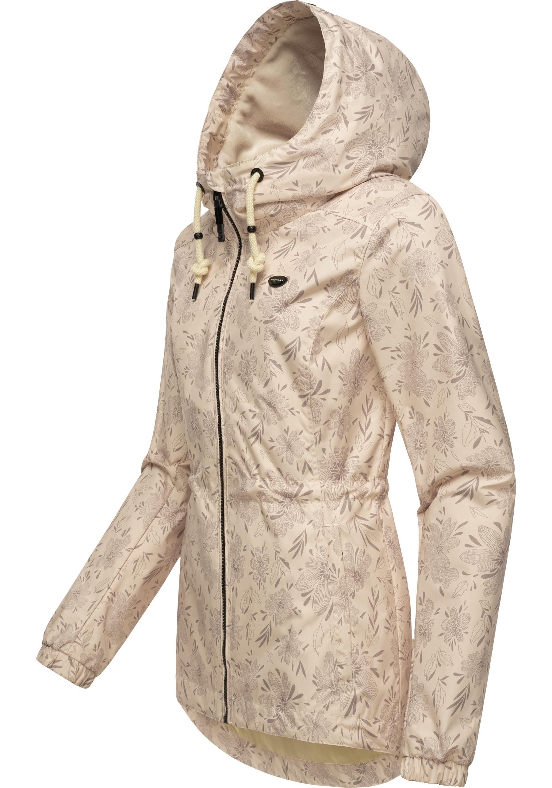 Ragwear Outdoorjacke Dankka Spring Wasserdichte Damen Jacke mit floralem Allover-Print
