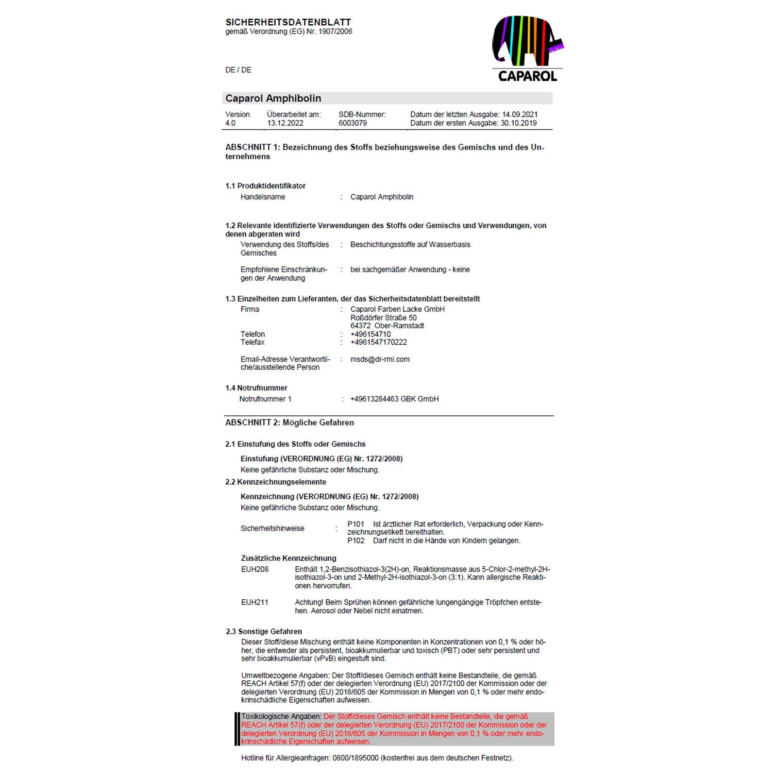 Caparol Fassadenfarbe Amphibolin - 12.5 Ltr (Weiss)