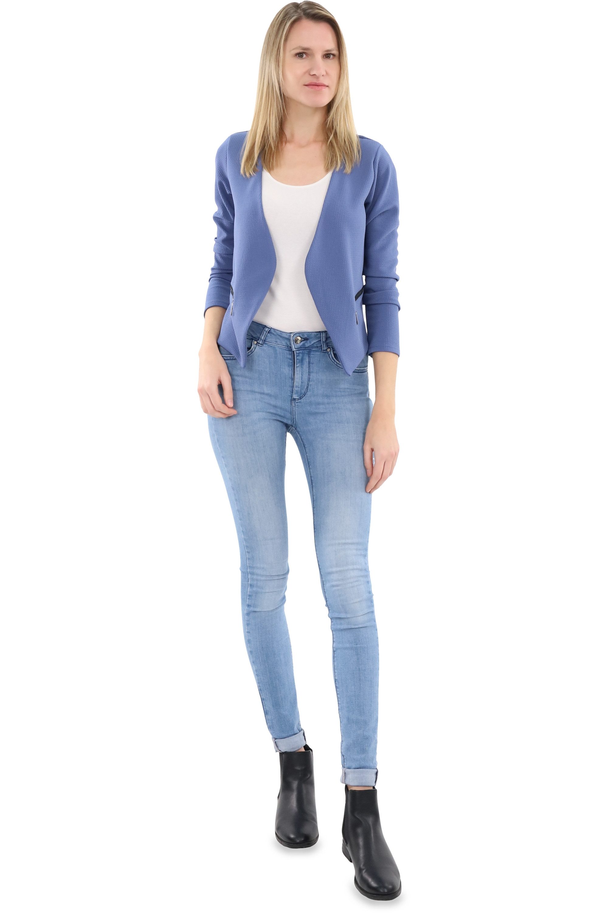 malito more than fashion Jackenblazer malito Damen Blazer ohne Kragen, Sakko im Basic Look, Kurzjacke mit Sweatblazer im Basic-Look