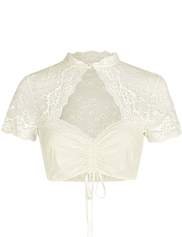 Dirndlbluse Spitzen Bluse 'Selina' Stehkragen 16462892, Champ