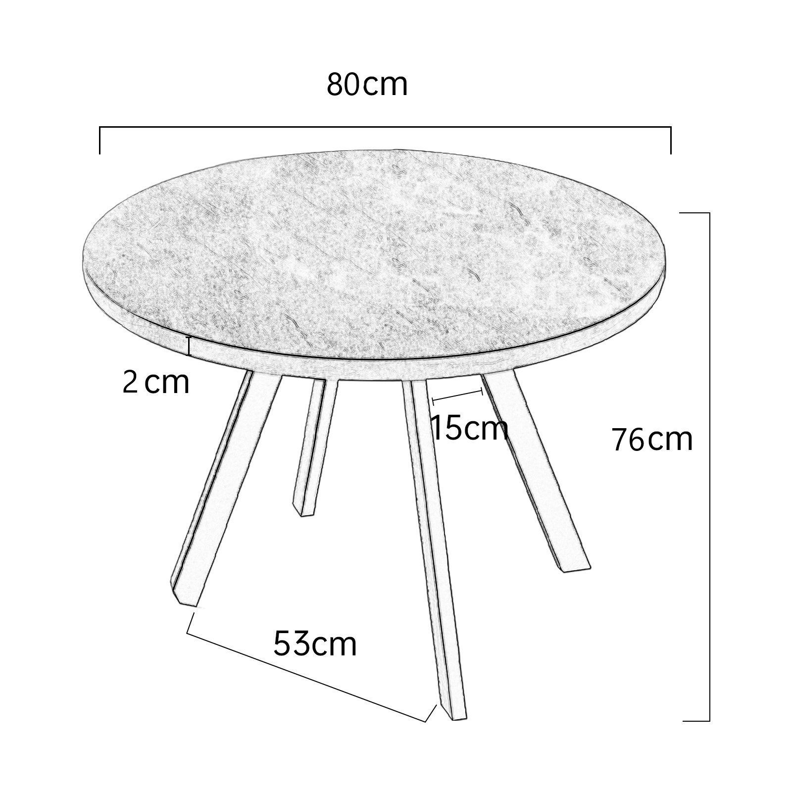 Jiexi Esstisch Grauer moderner runder Esstisch – Durchmesser 80 cm – Küchentisch – Bild 5 von 5