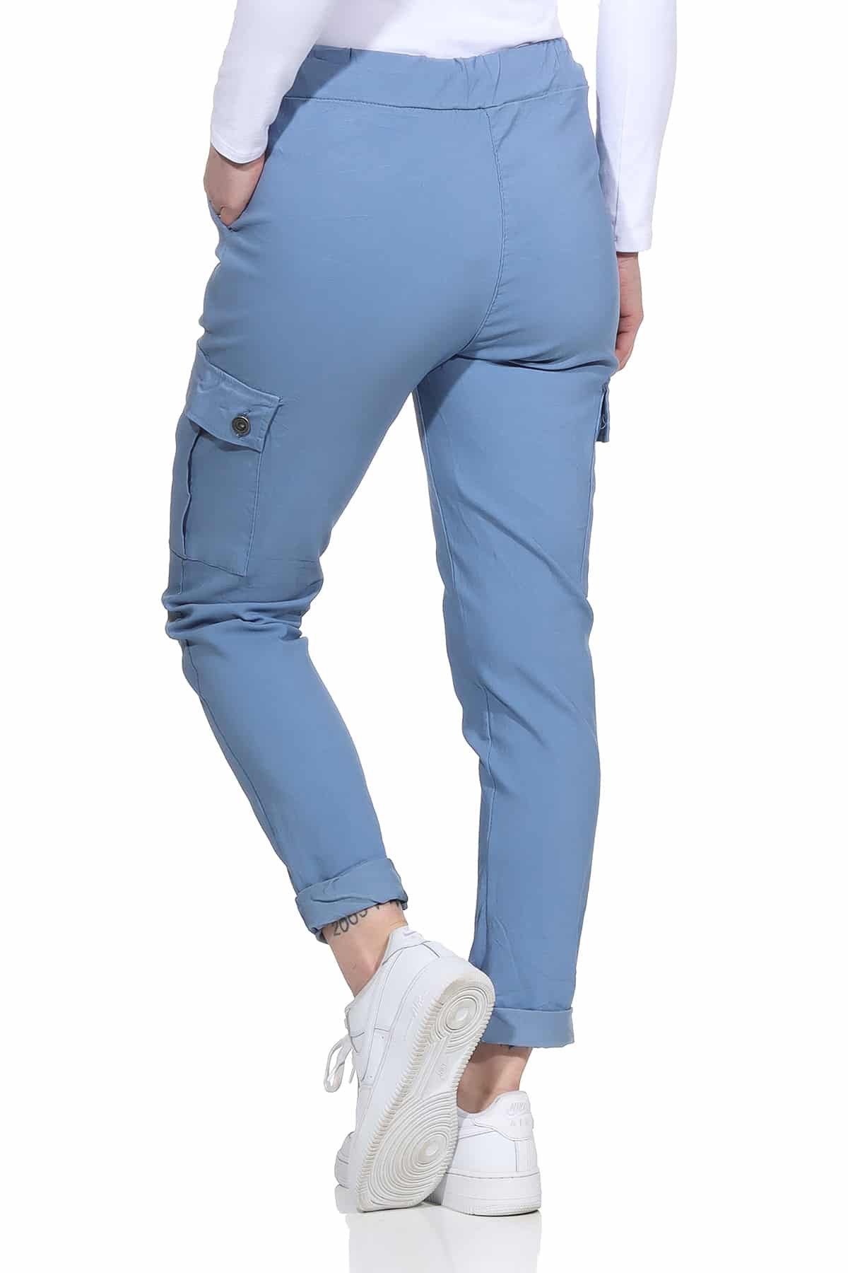 OriginalYou Cargohose Damen Freizeithose Schlupfhose moderne Stoffhose elastischer Bund, Knitterlook