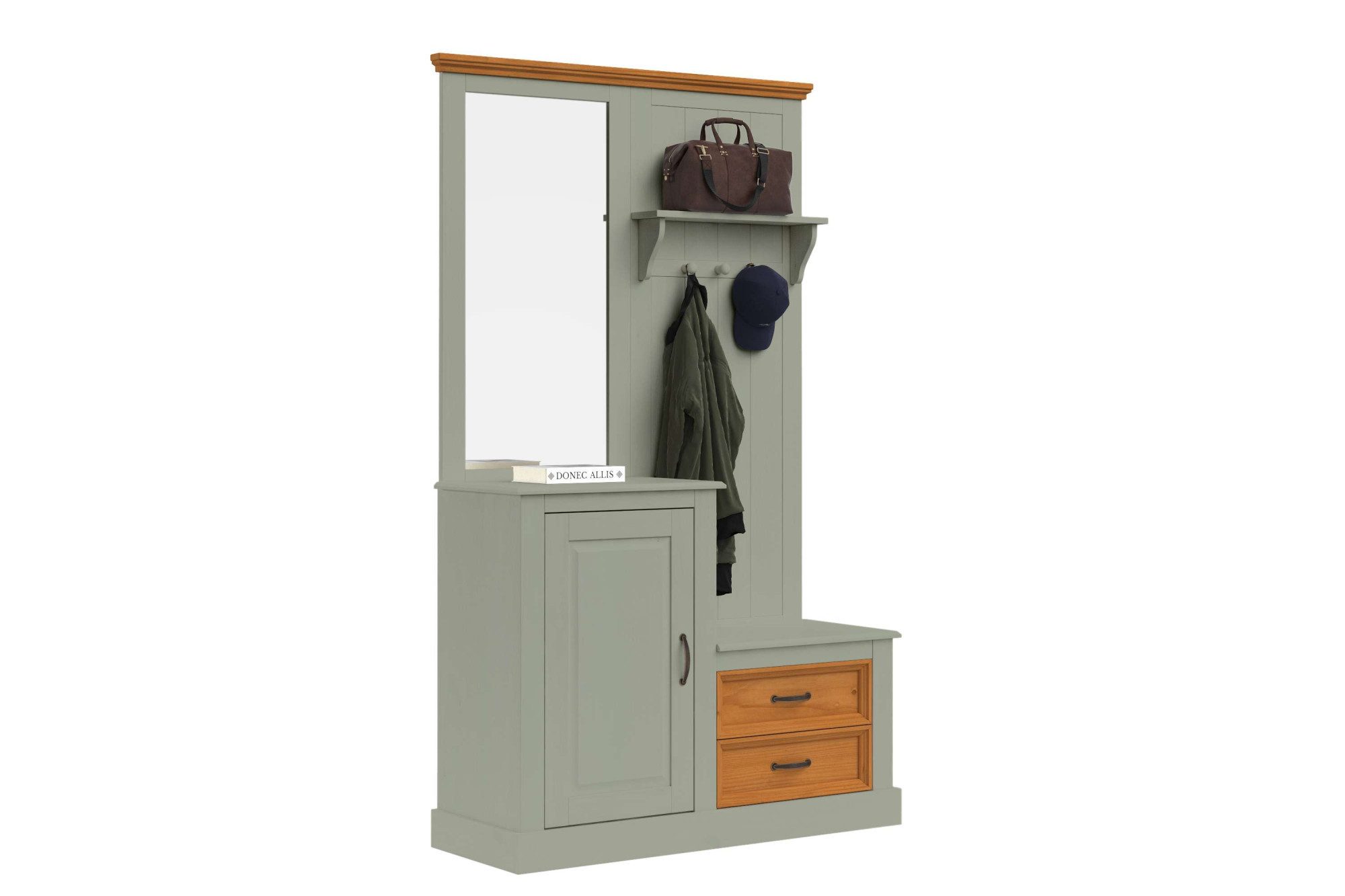 OTTO home Kompaktgarderobe Selma Garderobe inkl. Kommode, 2 Schubkästen, Spiegel Kompaktgarderobe, mit Spiegel, Haken und Hutablage, Breite 110 cm