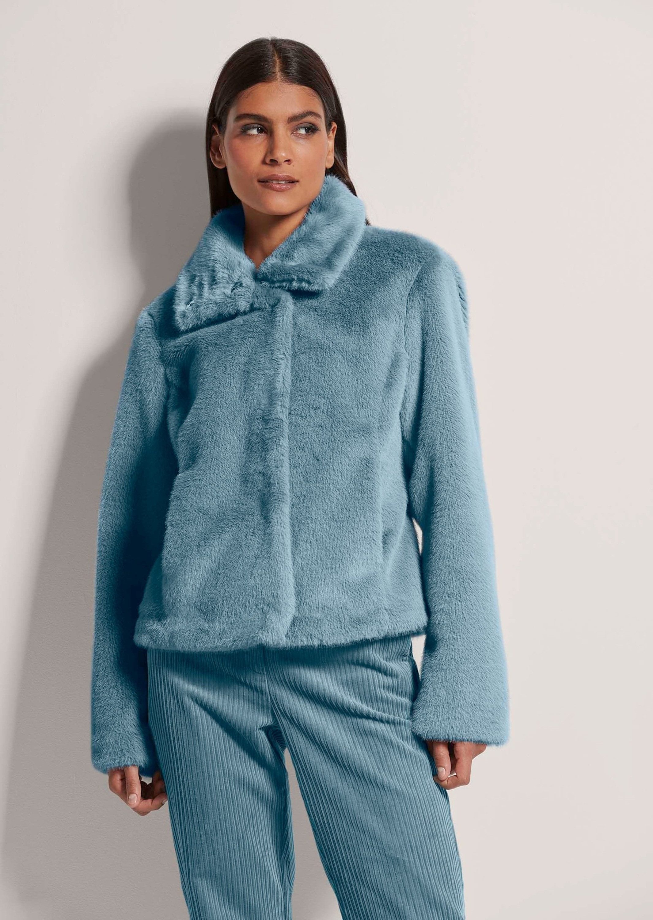 MADELEINE Outdoorjacke Webpelz-Kurzjacke mit Stehkragen Webpelzjacke mit ve günstig online kaufen