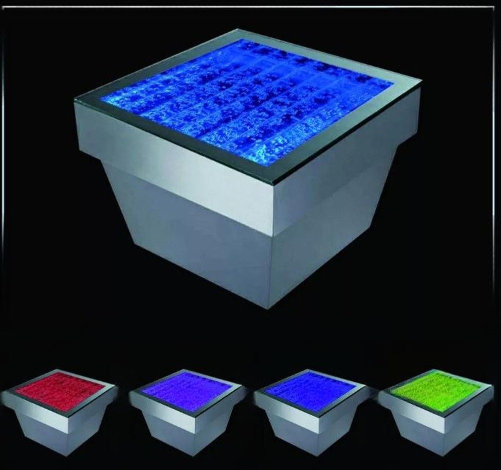 JVmoebel Couchtisch LED-Tisch mit Wasser-Säulen und Edelstahl-Oberfläche (Packung), Made in Europa