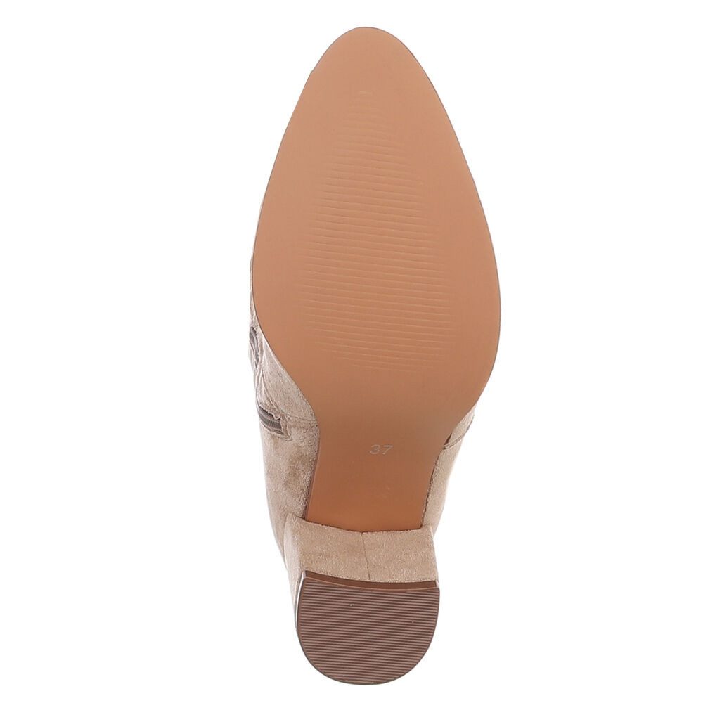 Ital-Design Eleganter Stiefel für Damen mit hohem Absatz, vielseitig einsetzbar Stiefel (90152977) Blockabsatz Stiefel in Hellbraun