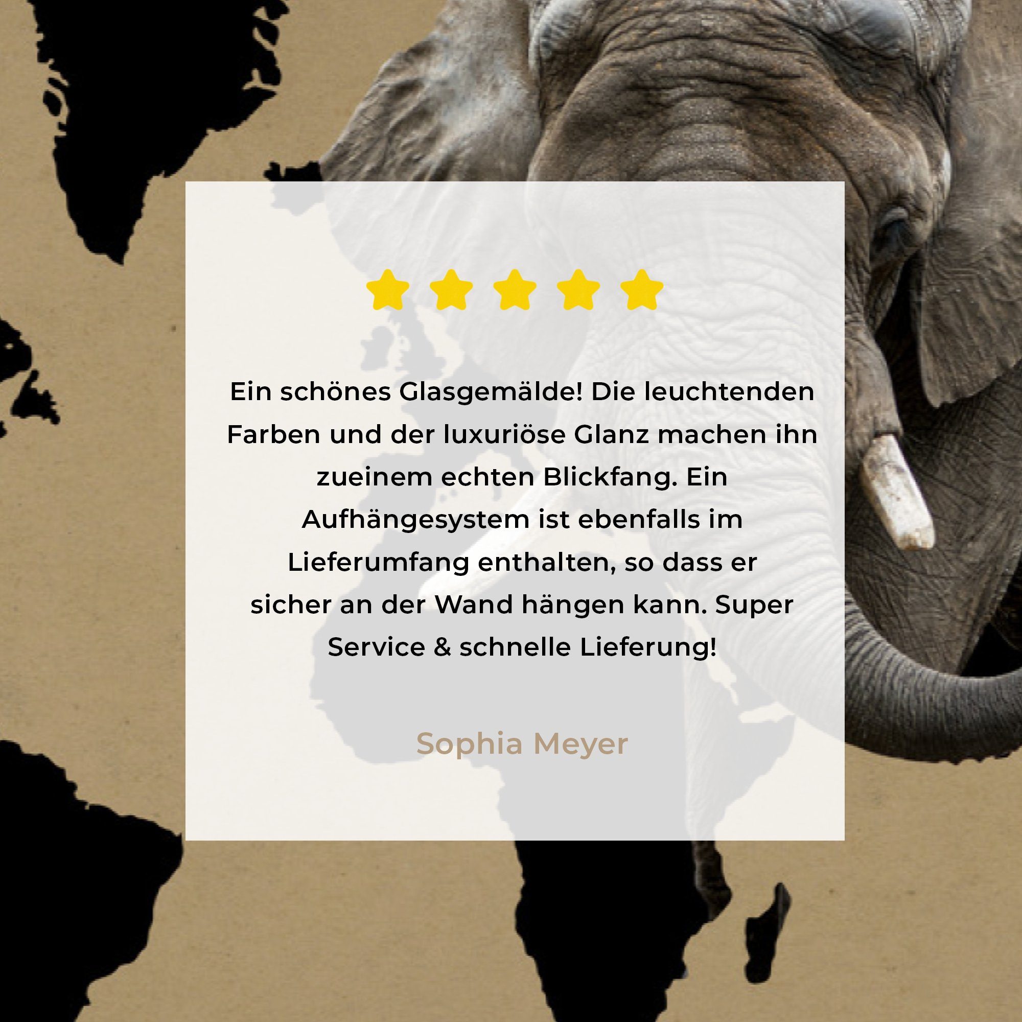 Foto Wanddekoration Glas - Acrylglasbild Wandbild - - auf - Glas Elefant, Schwarz MuchoWow auf Glasbilder Bilder - Weltkarte St), (1